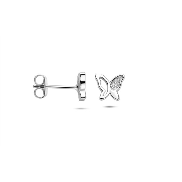 oorknoppen vlinder zirkonia 6,5 mm zilver gerhodineerd - Afbeelding 3