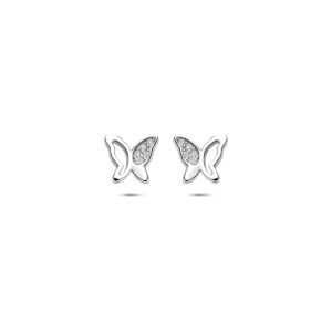 oorknoppen vlinder zirkonia 6,5 mm zilver gerhodineerd
