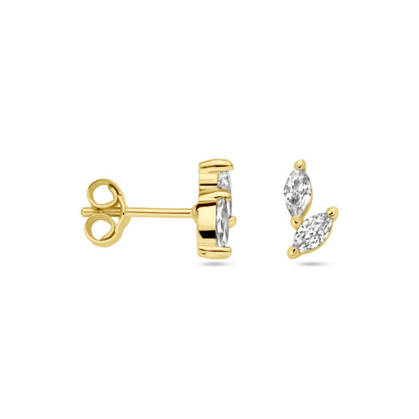 oorknoppen zirkonia 1 micron zilver verguld (geel) - Afbeelding 3