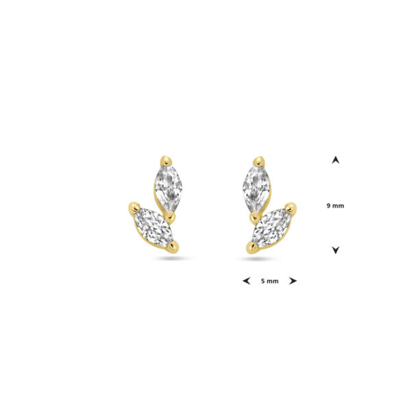 oorknoppen zirkonia 1 micron zilver verguld (geel) - Afbeelding 4
