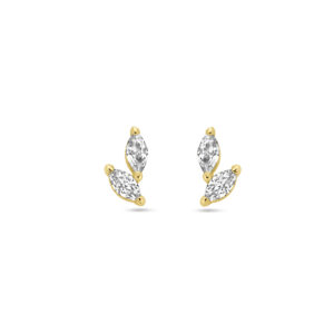 oorknoppen zirkonia 1 micron zilver verguld (geel)