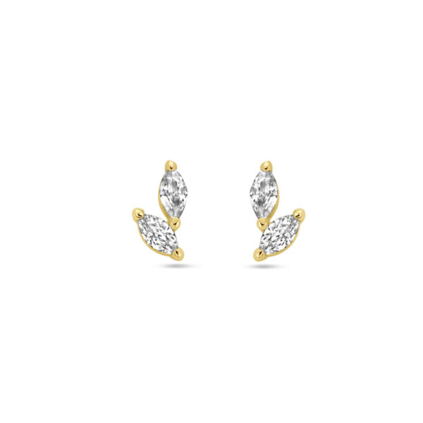 oorknoppen zirkonia 1 micron zilver verguld (geel)