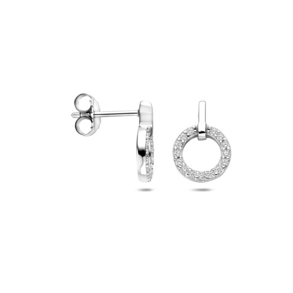 oorknoppen zirkonia 13 mm zilver gerhodineerd - Afbeelding 3