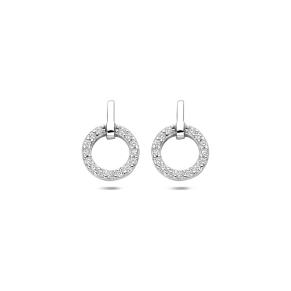 oorknoppen zirkonia 13 mm zilver gerhodineerd