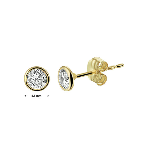 oorknoppen zirkonia 14K geelgoud - Afbeelding 2