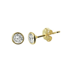 oorknoppen zirkonia 14K geelgoud