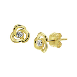oorknoppen zirkonia 14K geelgoud