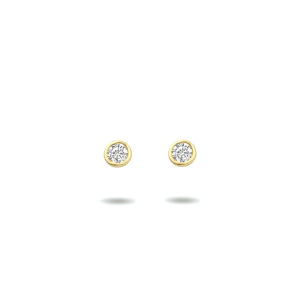 oorknoppen zirkonia 14K geelgoud