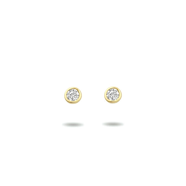 oorknoppen zirkonia 14K geelgoud