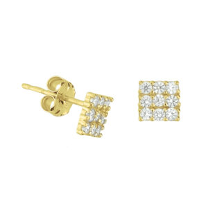 oorknoppen zirkonia 14K geelgoud