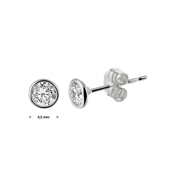 oorknoppen zirkonia 14K witgoud - Afbeelding 2