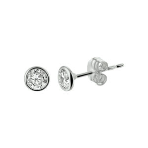 oorknoppen zirkonia 14K witgoud
