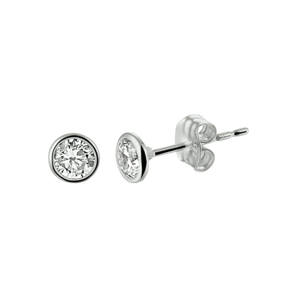 oorknoppen zirkonia 14K witgoud
