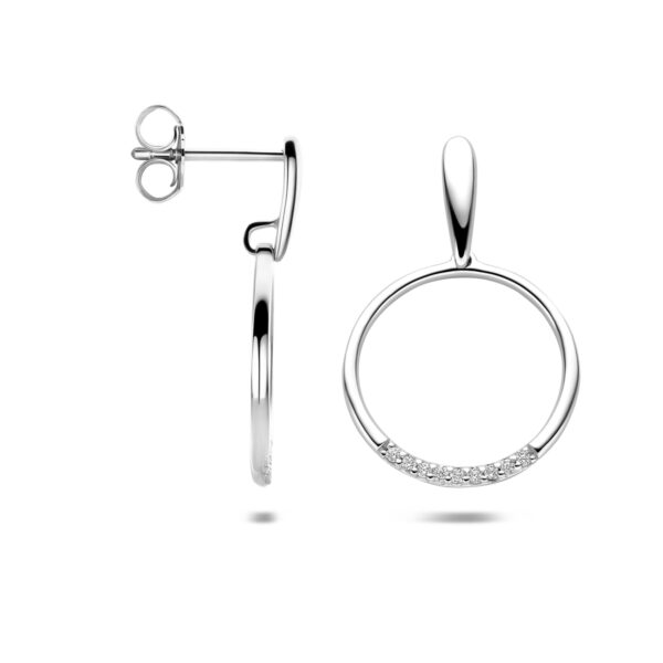 oorknoppen zirkonia 25 mm zilver gerhodineerd - Afbeelding 3