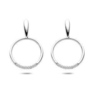 oorknoppen zirkonia 25 mm zilver gerhodineerd