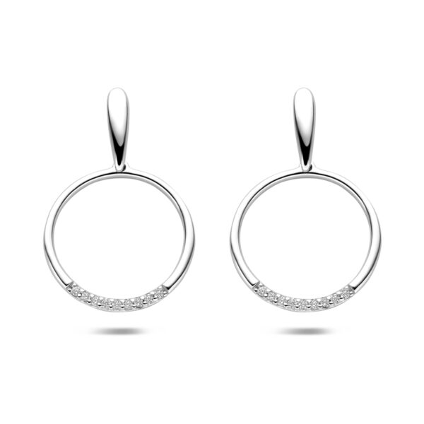oorknoppen zirkonia 25 mm zilver gerhodineerd