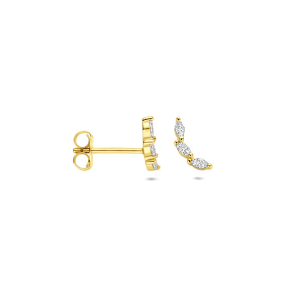 oorknoppen zirkonia 9,5 mm 1 micron zilver verguld (geel) - Afbeelding 3
