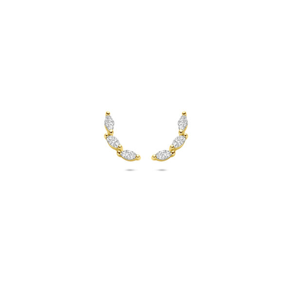 oorknoppen zirkonia 9,5 mm 1 micron zilver verguld (geel)