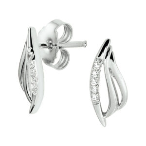 oorknoppen zirkonia zilver gerhodineerd