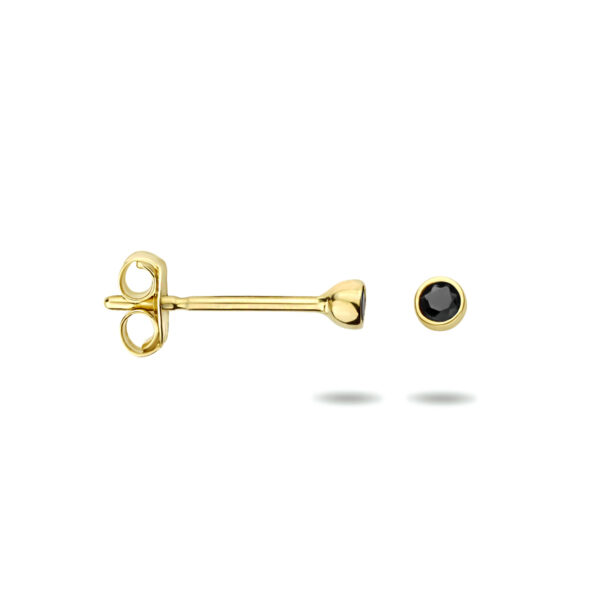 oorknoppen zwart zirkonia 14K geelgoud - Afbeelding 3