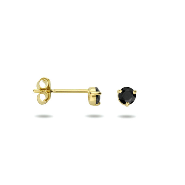 oorknoppen zwart zirkonia 14K geelgoud - Afbeelding 3