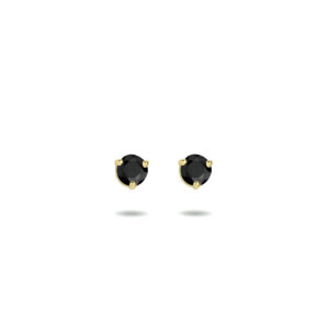 oorknoppen zwart zirkonia 14K geelgoud