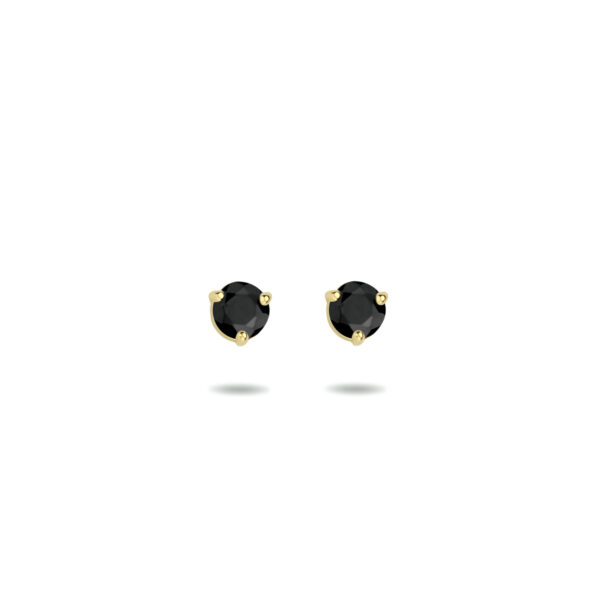 oorknoppen zwart zirkonia 14K geelgoud