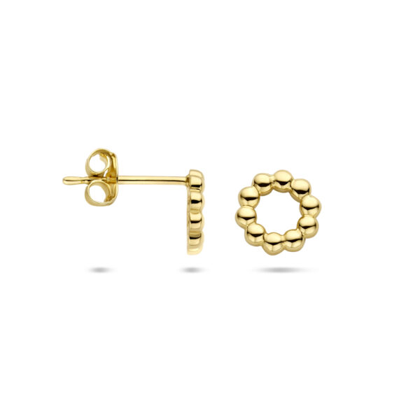 oorknopppen cirkel bolletjes 14K geelgoud - Afbeelding 3