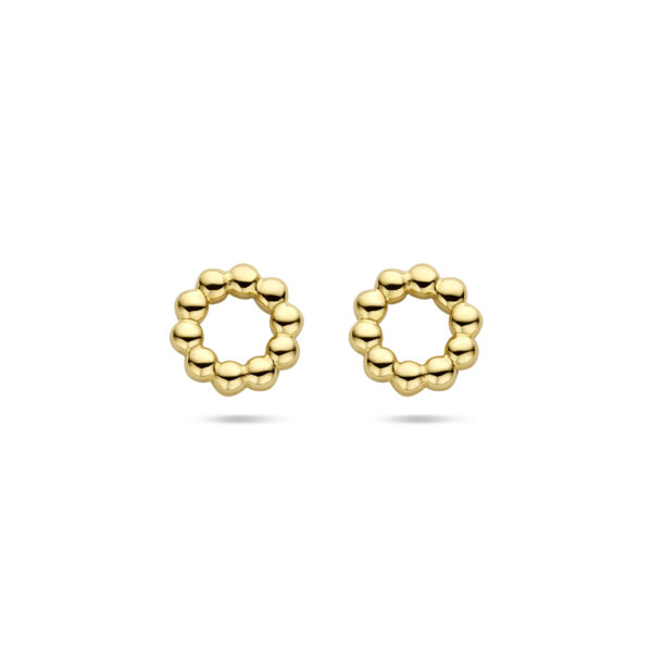 oorknopppen cirkel bolletjes 14K geelgoud