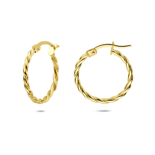 oorringen gedraaid 18 mm 14K geelgoud - Afbeelding 3