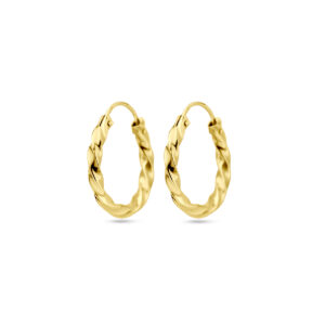 oorringen gedraaide buis 17 mm 14K geelgoud