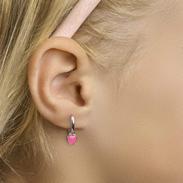 oorringen hart zilver gerhodineerd - Afbeelding 2