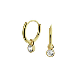 oorringen met hangers zirkonia 14K geelgoud