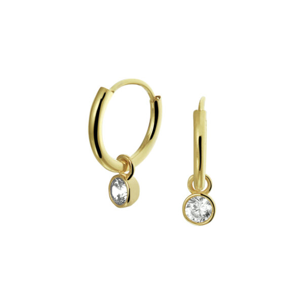 oorringen met hangers zirkonia 14K geelgoud