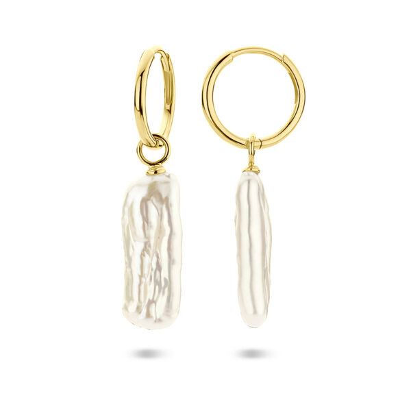 oorringen parel 38 mm 1 micron zilver verguld (geel) - Afbeelding 3