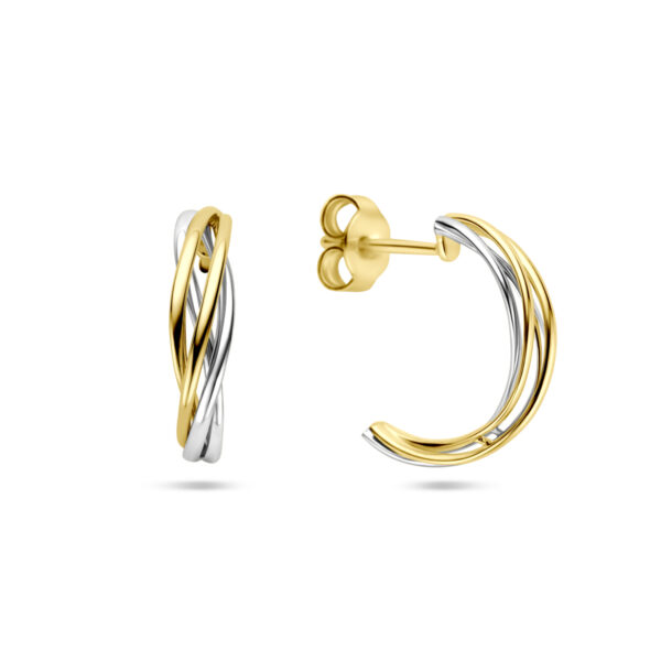 stekeroorringen 17 mm 14K bicolor goud geel/wit - Afbeelding 3