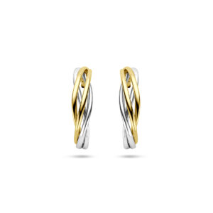 stekeroorringen 17 mm 14K bicolor goud geel/wit