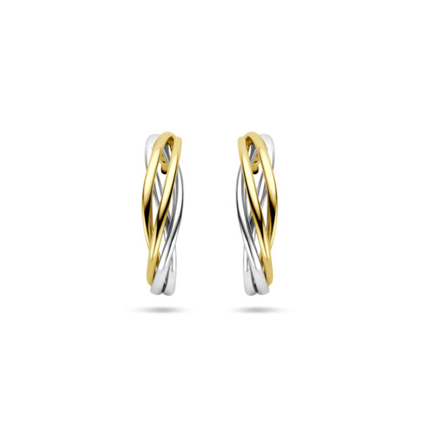 stekeroorringen 17 mm 14K bicolor goud geel/wit