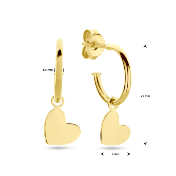 stekeroorringen hartje 21 mm 14K geelgoud - Afbeelding 4
