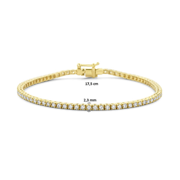 tennisarmband diamant 2.00ct h si 2,3 mm 17,5 cm 14K geelgoud - Afbeelding 3