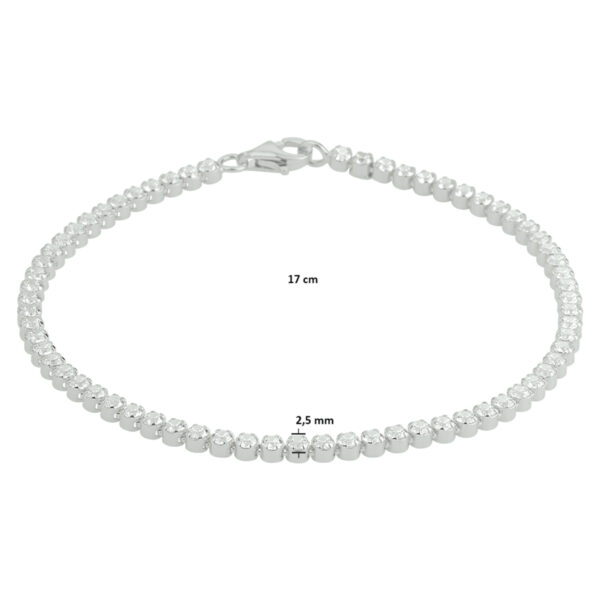 tennisarmband zirkonia 2,5 mm 17 cm zilver gerhodineerd - Afbeelding 4