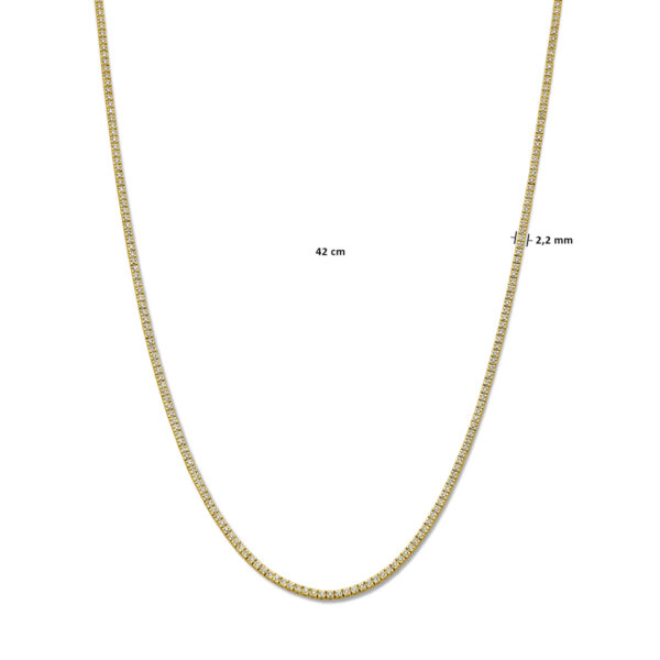 tenniscollier lab grown diamant 3.00ct g si 2,2 mm 42 cm 14K geelgoud - Afbeelding 4