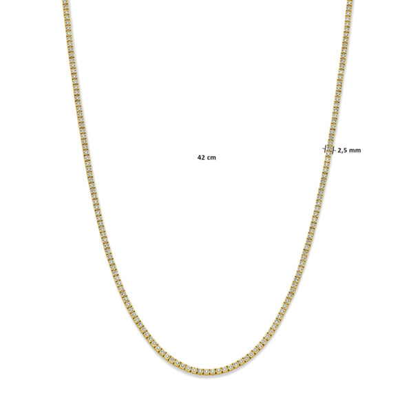 tenniscollier lab grown diamant 5.00ct g si 2,5 mm 42 cm 14K geelgoud - Afbeelding 4