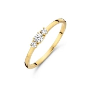 9k ring trilogie zirkonia 9K geel kleurig