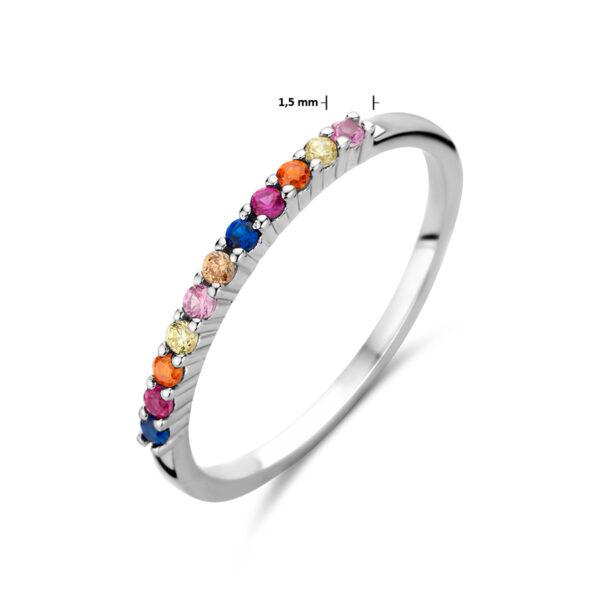 aanschuifring regenboog zirkonia zilver gerhodineerd - Afbeelding 4
