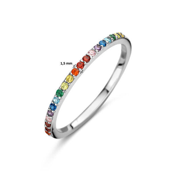 aanschuifring regenboog zirkonia zilver gerhodineerd - Afbeelding 4