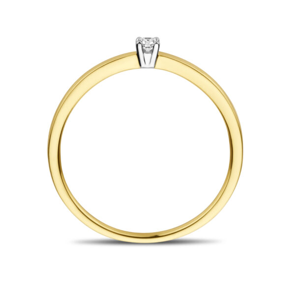 aanzoeksring diamant 0.05ct h si 14K bicolor goud geel/wit - Afbeelding 2
