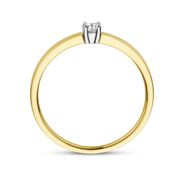 aanzoeksring diamant 0.10ct h si 14K bicolor goud geel/wit - Afbeelding 2
