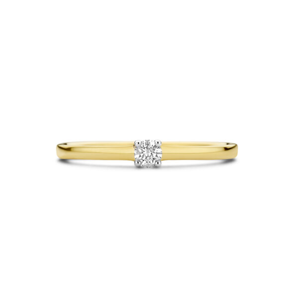 aanzoeksring diamant 0.10ct h si 14K bicolor goud geel/wit - Afbeelding 4