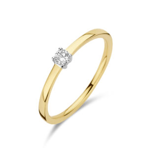 aanzoeksring diamant 0.10ct h si 14K bicolor goud geel/wit